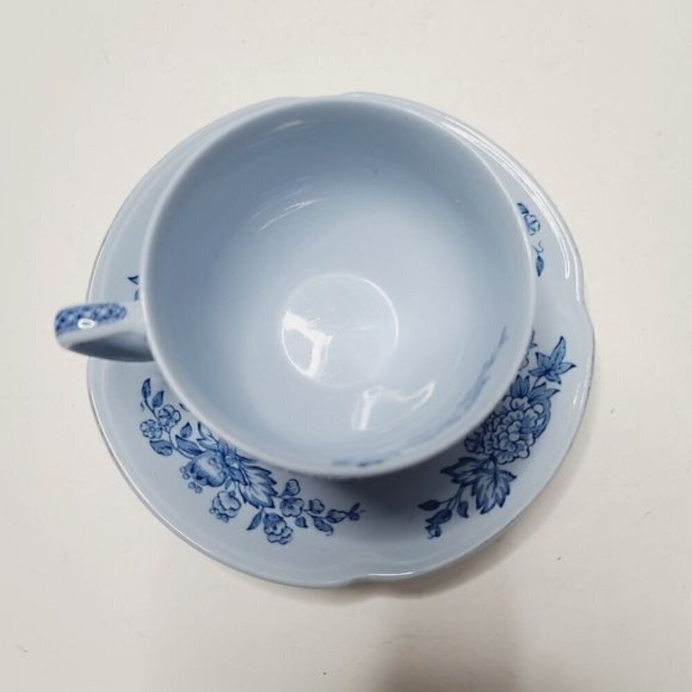 Vintage Tulip Time Johnson Bros Blue Background Windmill Teacup Saucer England - Picture 5 of 14